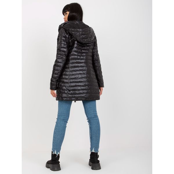 Fashionhunters Black reversible transitional jacket with a hood