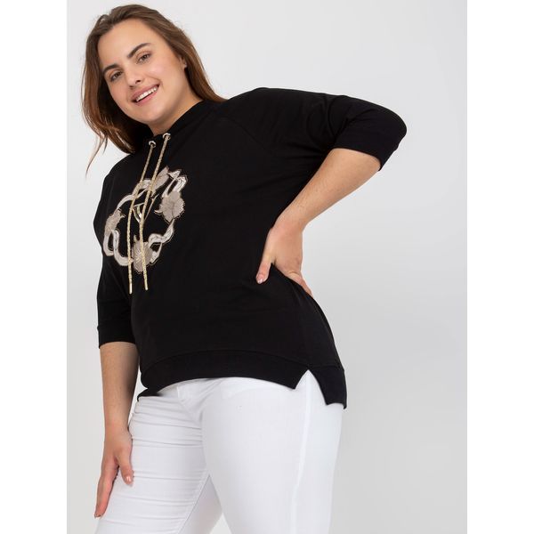 Fashionhunters Black women's plus size blouse with 3/4 sleeves