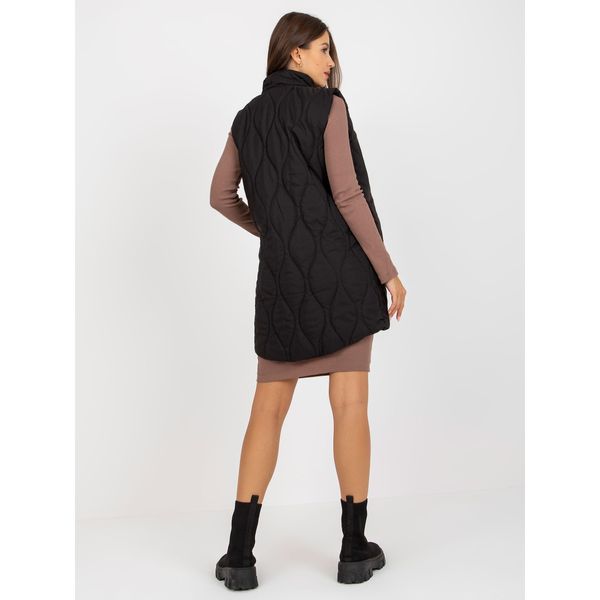 Fashionhunters Black women's quilted vest with a zipper RUE PARIS