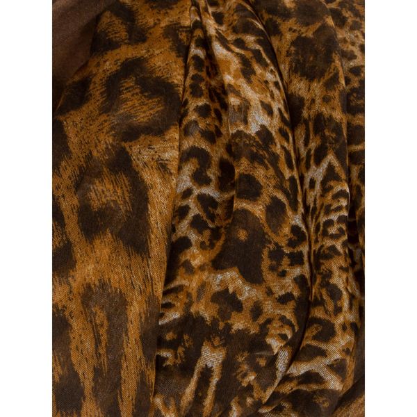 Fashionhunters Camel and brown women's scarf with an animal pattern