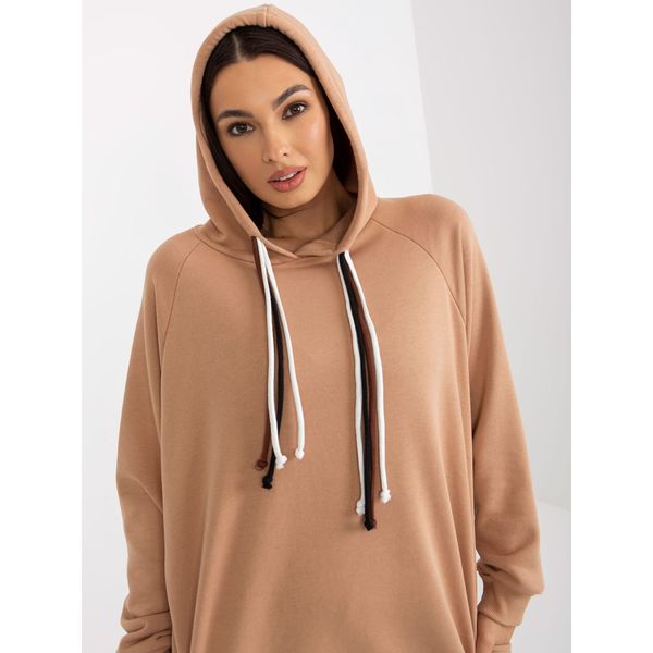 Fashionhunters Camel cotton oversized hoodie