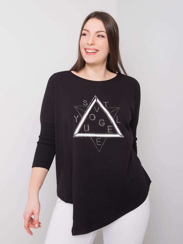 Fashionhunters Czarna asymetryczna bluzka plus size