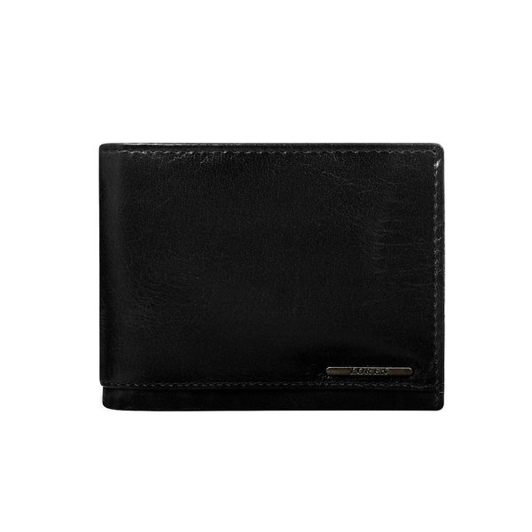 Fashionhunters Czarny portfel ze skóry naturalnej z systemem RFID