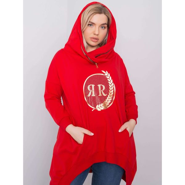 Fashionhunters Czerwona bluza z kapturem w rozmiarze plus size