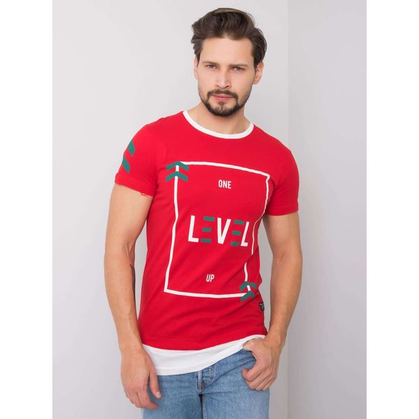 Fashionhunters Czerwony męski t-shirt z nadrukiem
