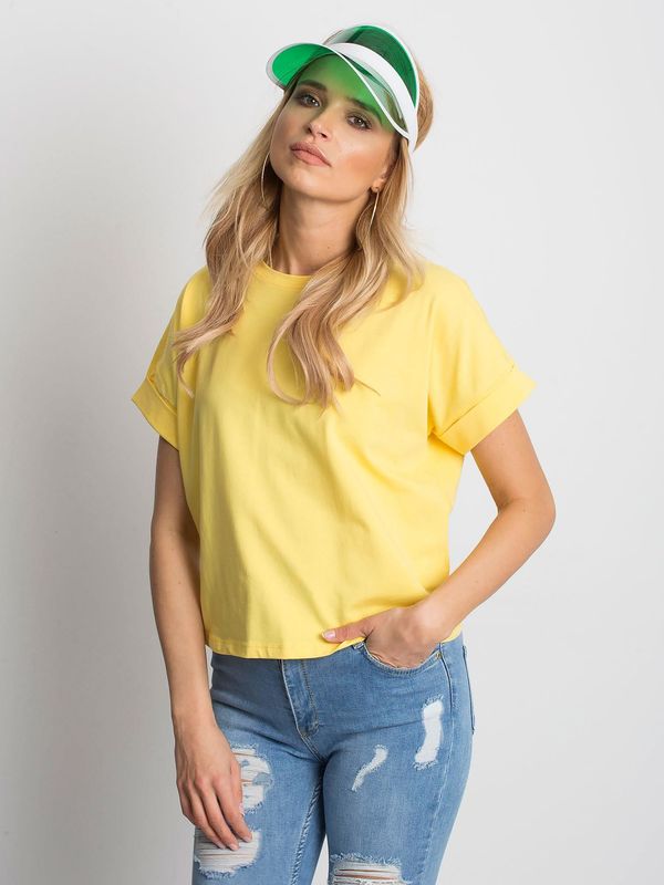 Fashionhunters Damski podstawowy żółty bawełniany t-shirt