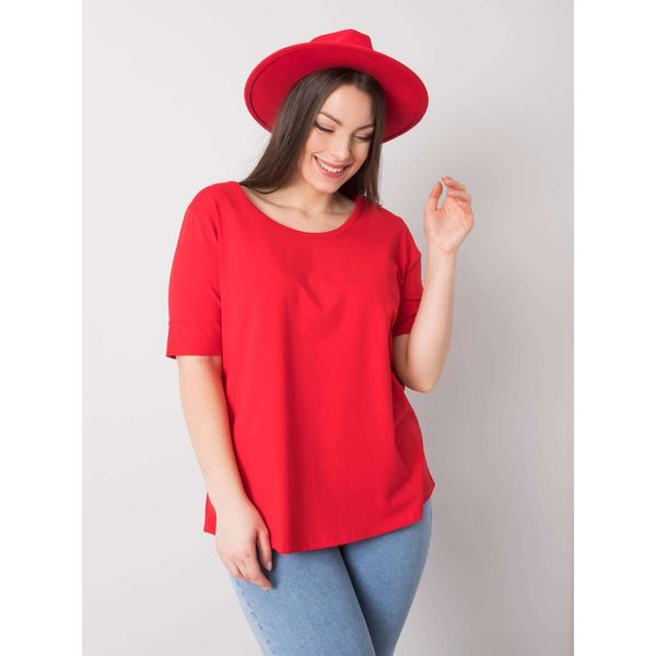 Fashionhunters Damski t-shirt z czerwonej bawełny plus size