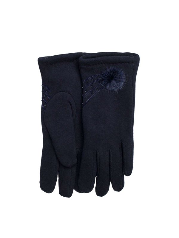 Fashionhunters Dark blue winter gloves with application
