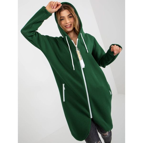 Fashionhunters Dark green basic long hoodie from Stunning