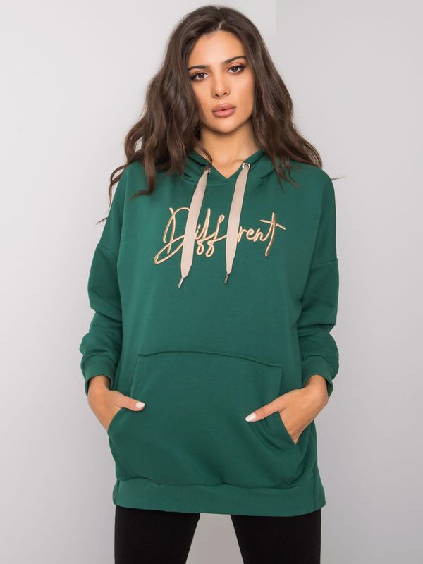 Fashionhunters Dark green cotton sweatshirt