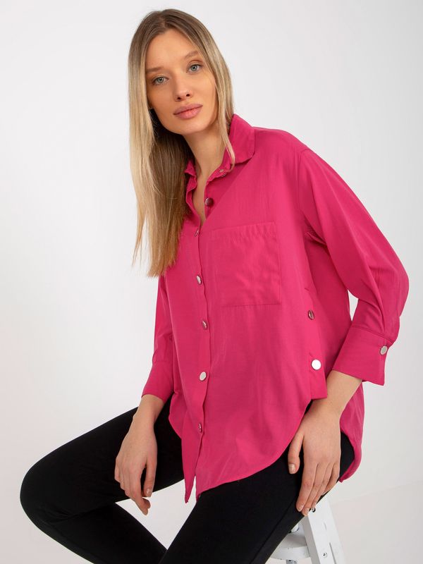 Fashionhunters Dark pink oversize button shirt