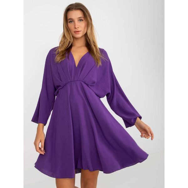 Fashionhunters Dark purple airy dress with a neckline from Zayn