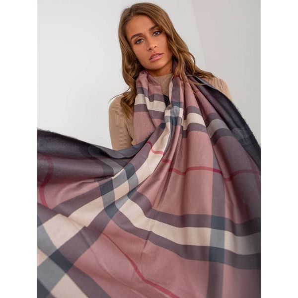Fashionhunters Dusty pink women's check scarf with viscose