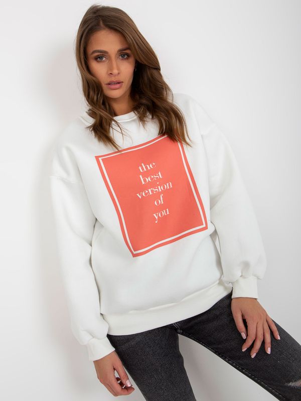 Fashionhunters Ecru insulated oversize sweatshirt with print