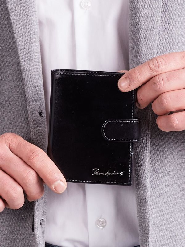 Fashionhunters Elegancki męski czarny skórzany portfel