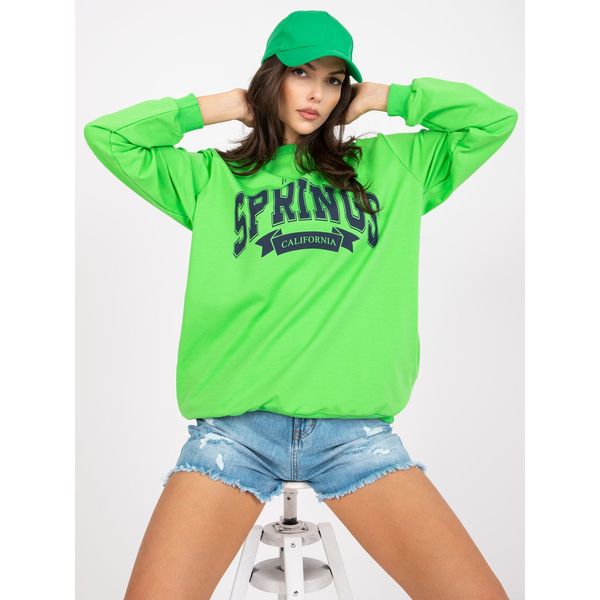 Fashionhunters Green and navy blue cotton sweatshirt without a hood
