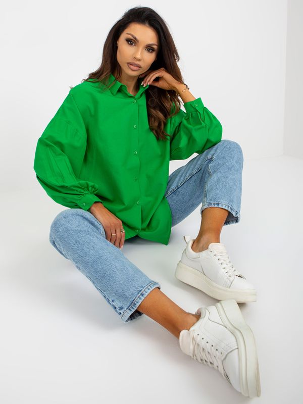 Fashionhunters Green oversized button shirt