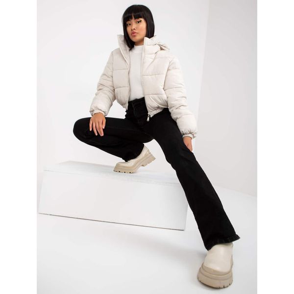 Fashionhunters Iseline light beige short winter jacket with quilting