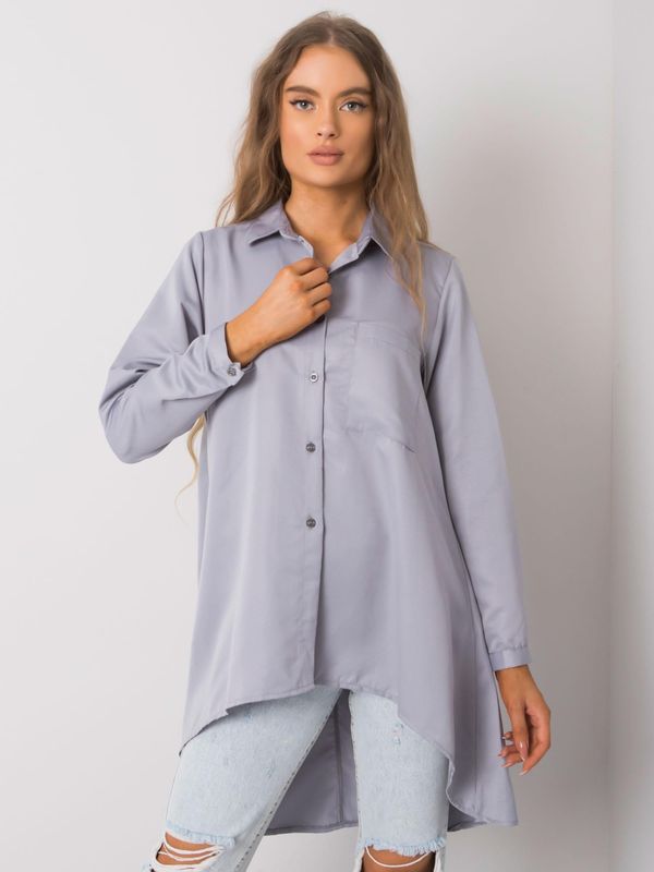 Fashionhunters Lady's grey asymmetrical shirt