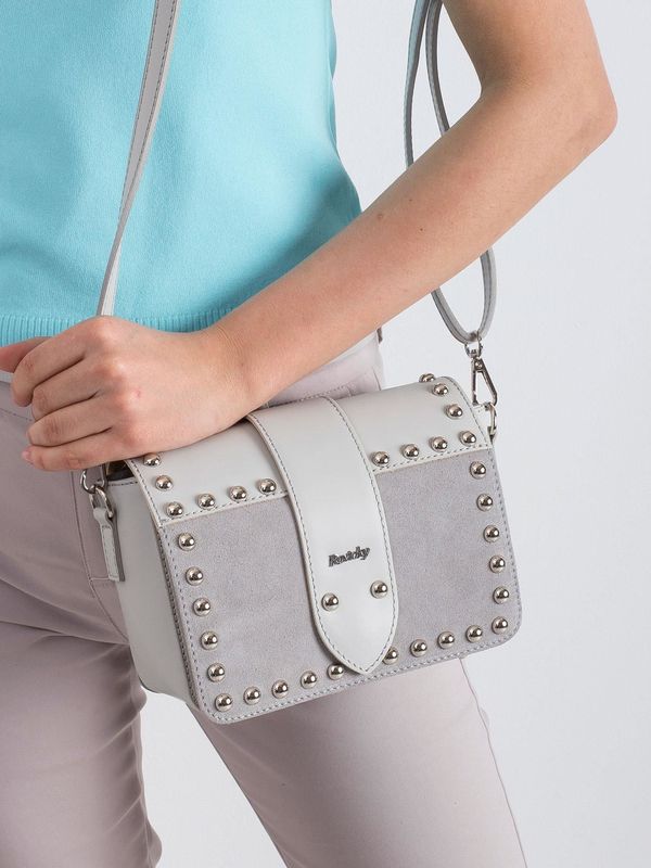 Fashionhunters Leather bag with light gray studs