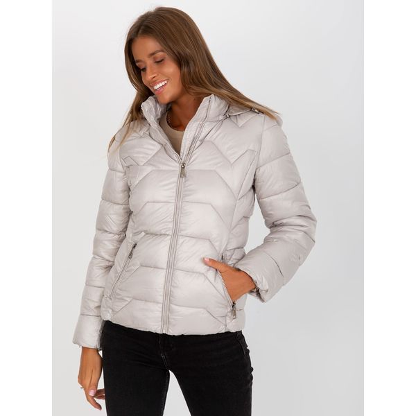 Fashionhunters Light gray women's transitional quilted jacket