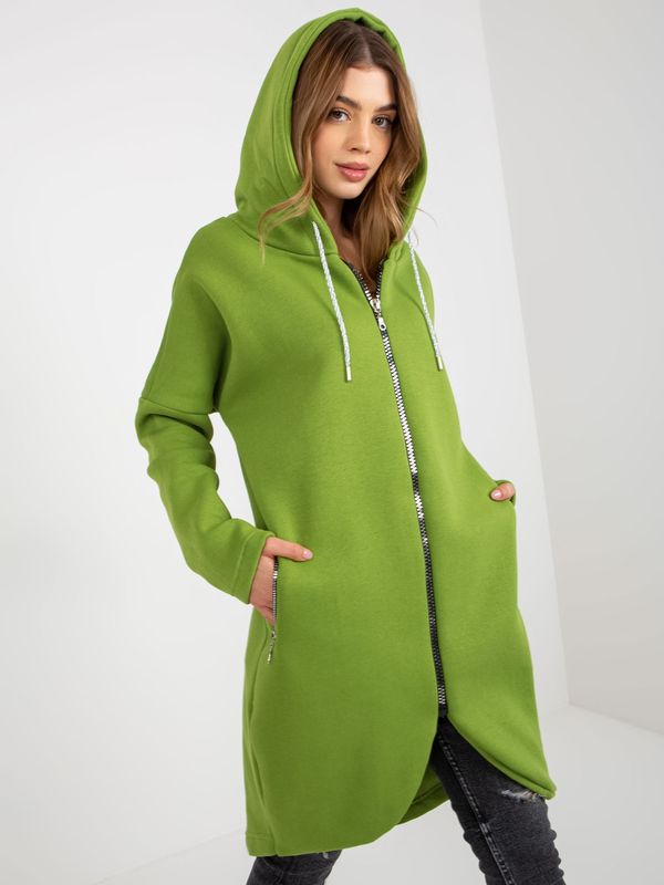 Fashionhunters light green long zippered Tabby base sweatshirt