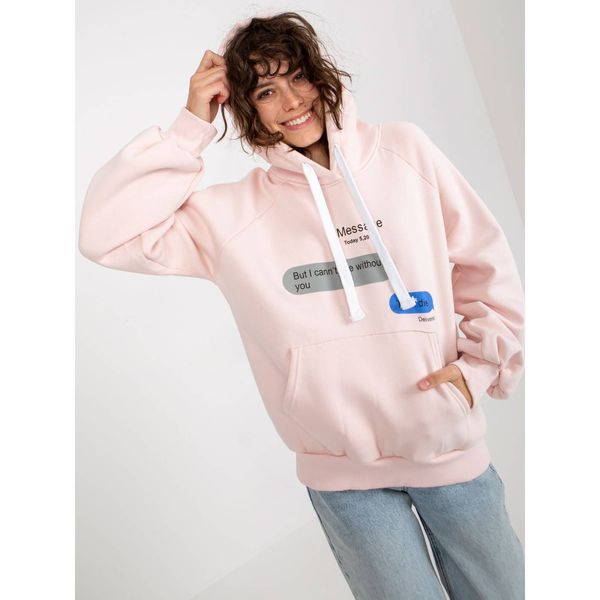 Fashionhunters Light pink sweatshirt with an oversize print