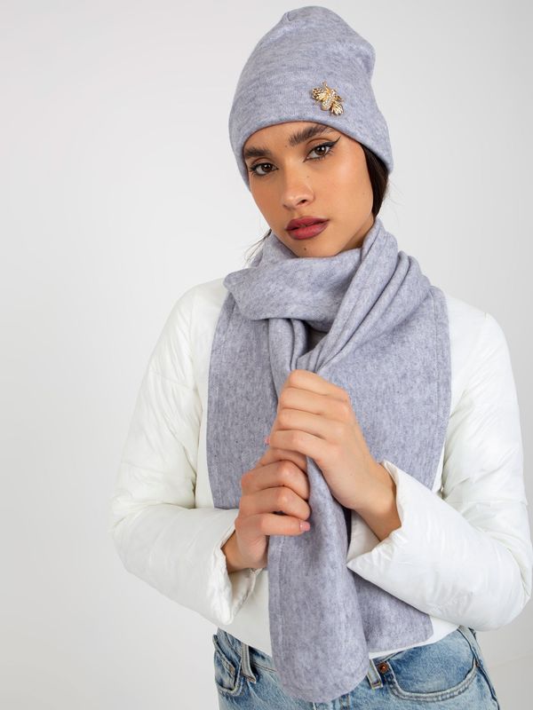 Fashionhunters Light purple winter set with scarf and cap