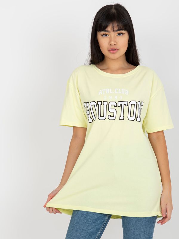 Fashionhunters Light yellow T-shirt with loose print
