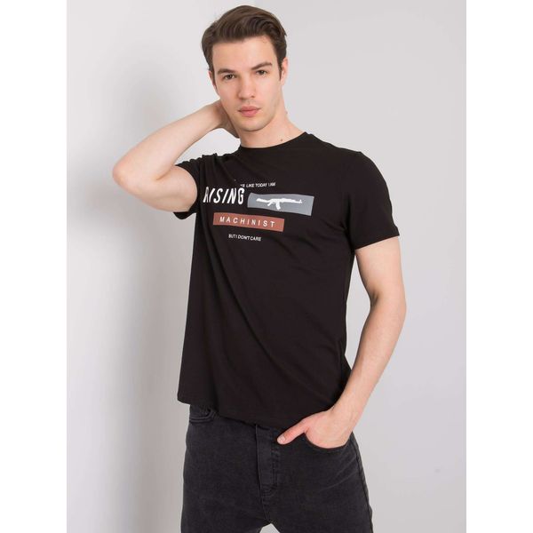 Fashionhunters LIWALI Czarny bawełniany t-shirt męski z nadrukiem