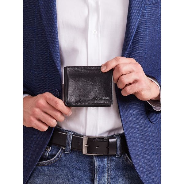 Fashionhunters Męski czarny skórzany portfel