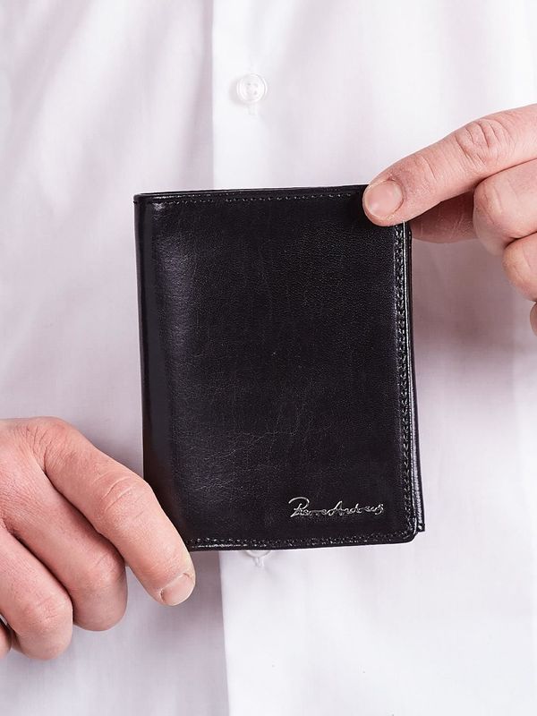 Fashionhunters Męski pionowy czarny skórzany portfel