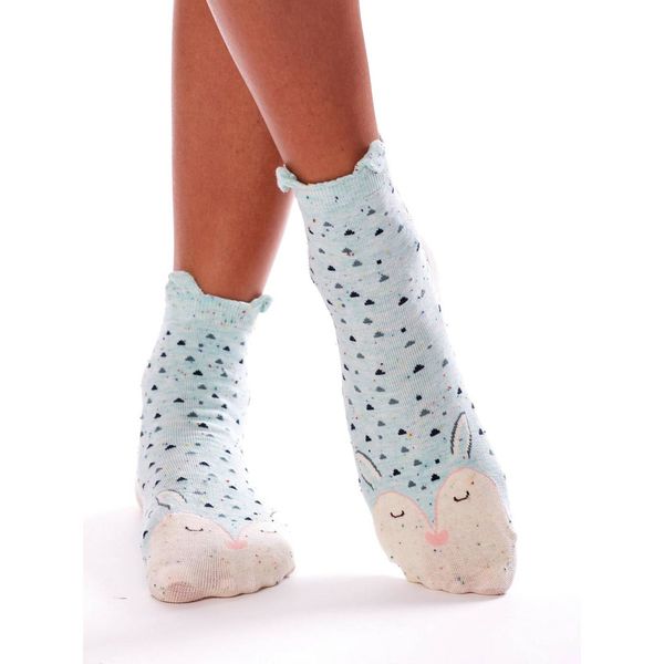 Fashionhunters Mint women's printed socks