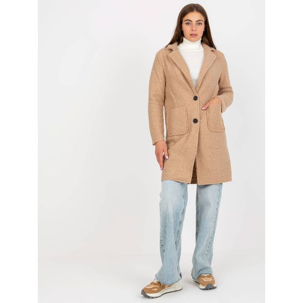 Fashionhunters OCH BELLA beige teddy coat with pockets