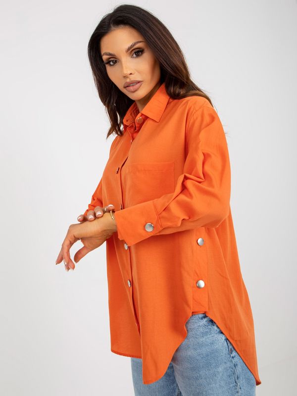 Fashionhunters Orange Women's Oversize Button Shirt