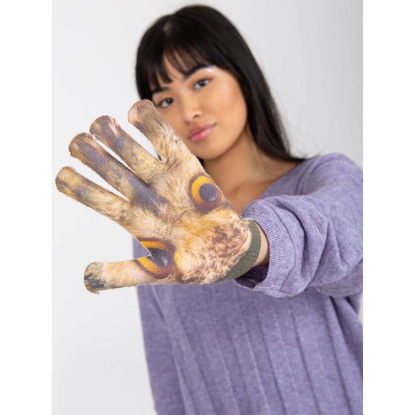 Fashionhunters Orange women's printed gloves