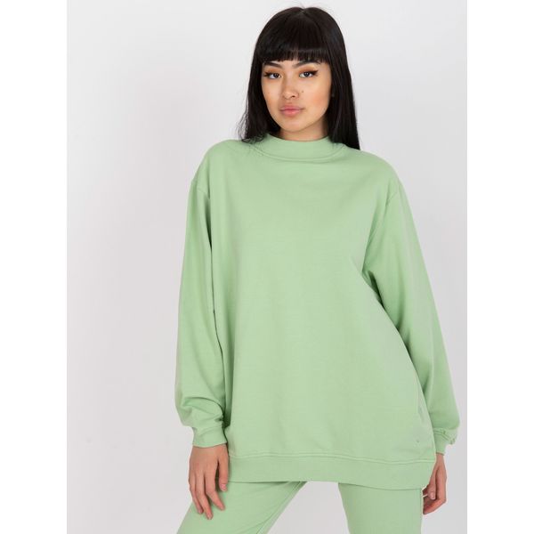 Fashionhunters Oversized pistachio cotton sweatshirt
