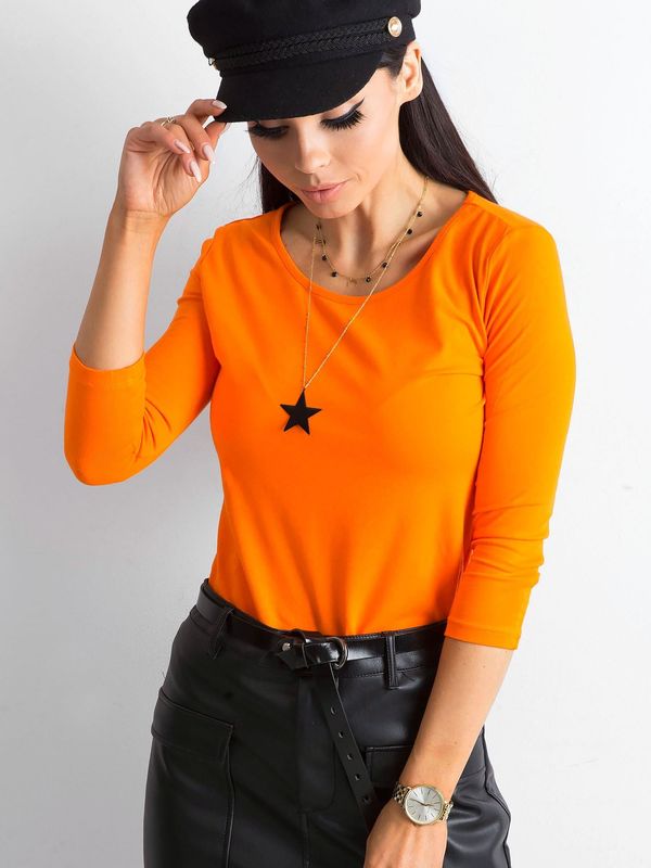 Fashionhunters Podstawowa pomarańczowa bawełniana bluzka