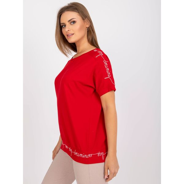 Fashionhunters Red casual blouse with short sleeves