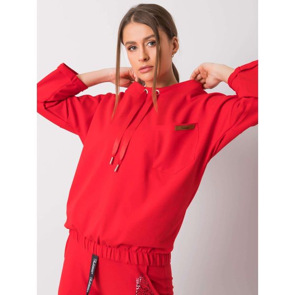 Fashionhunters Red oversize cotton sweatshirt