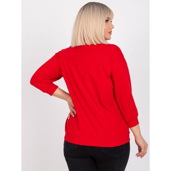 Fashionhunters Red plus size blouse with Margeret print