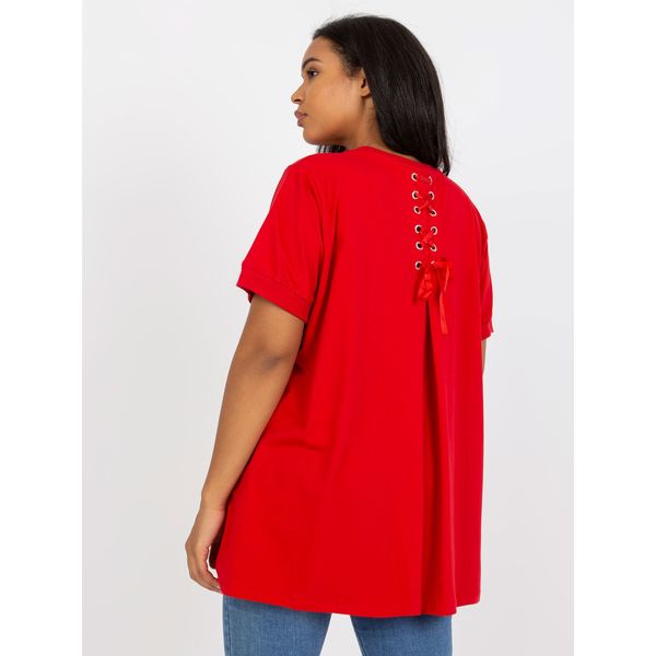 Fashionhunters Red plus size everyday tunic with short sleeves
