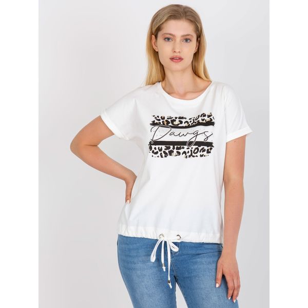 Fashionhunters White cotton plus size t-shirt with a round neckline