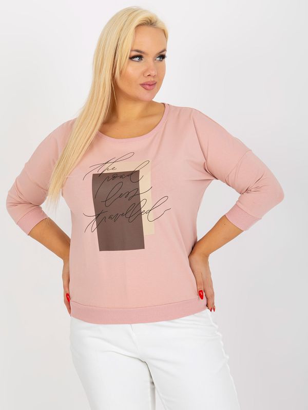 Fashionhunters Women's blouse plus size with print - powder pink