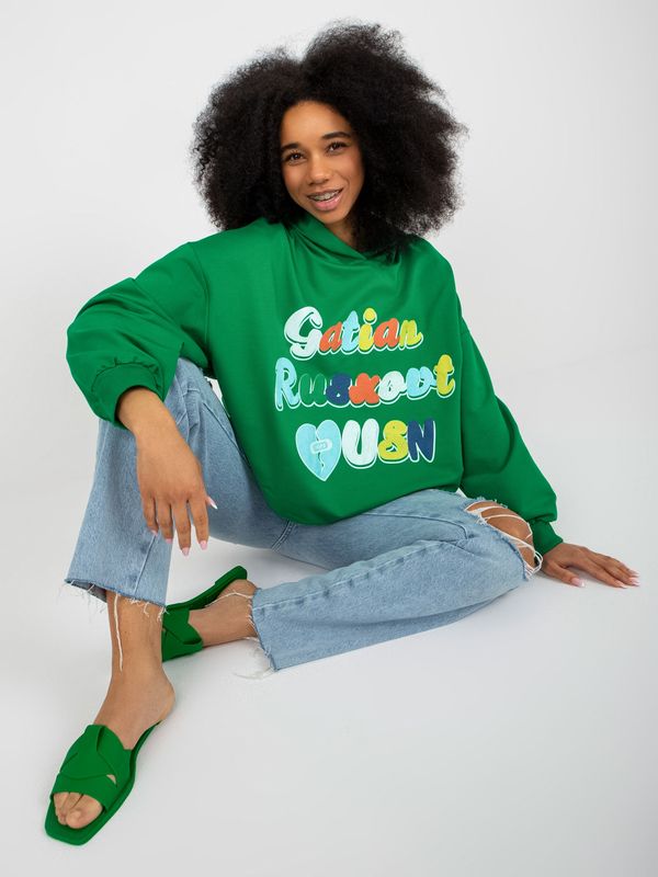 Fashionhunters Women's green oversize sweatshirt with print