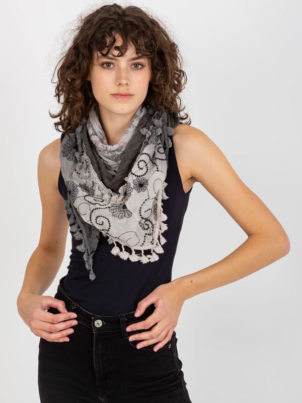 Fashionhunters Women's scarf with floral patterns - gray