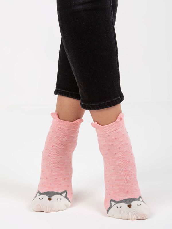 Fashionhunters Women's socks with print - pink
