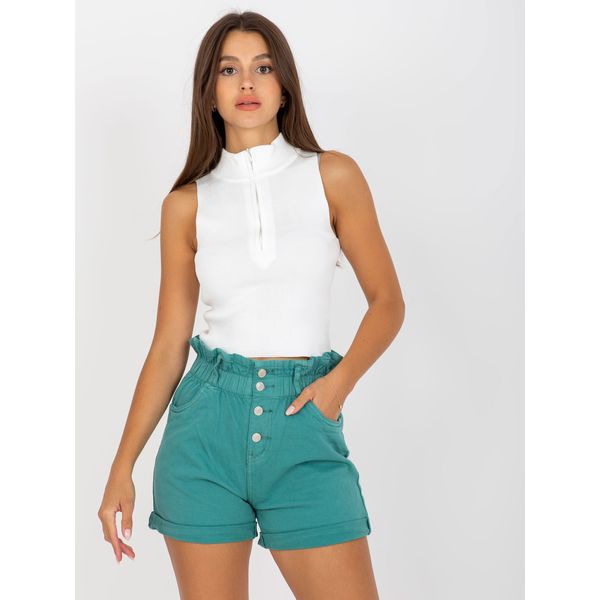 Fashionhunters Women's turquoise denim shorts with buttons