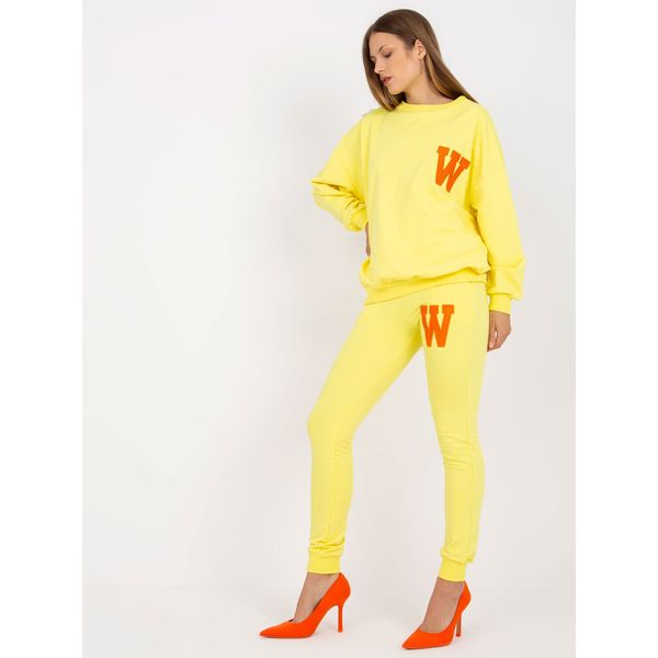 Fashionhunters Yellow two-piece sweatshirt set with pants