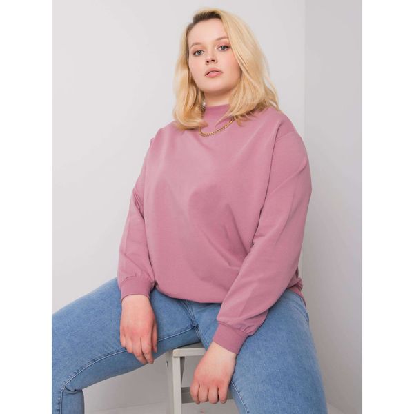 Fashionhunters Zgaszony różowy melanżowa bluza plus size basic